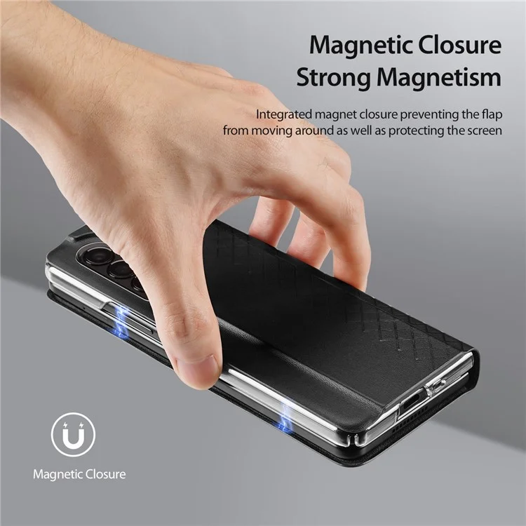 DUX DUCIS Bril-Series Per Samsung Galaxy Z Fold4 5G Custodia per telefono Custodia anti-urto Custodia sottile in PU Pelle + PC Custodia per telefono anti-caduta - Nero