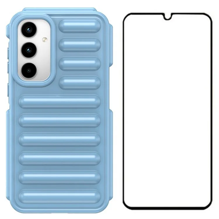 WANLONFENG LK Series for Samsung Galaxy A35 5G TPU Case Phone Cover with Screen Film - Blue