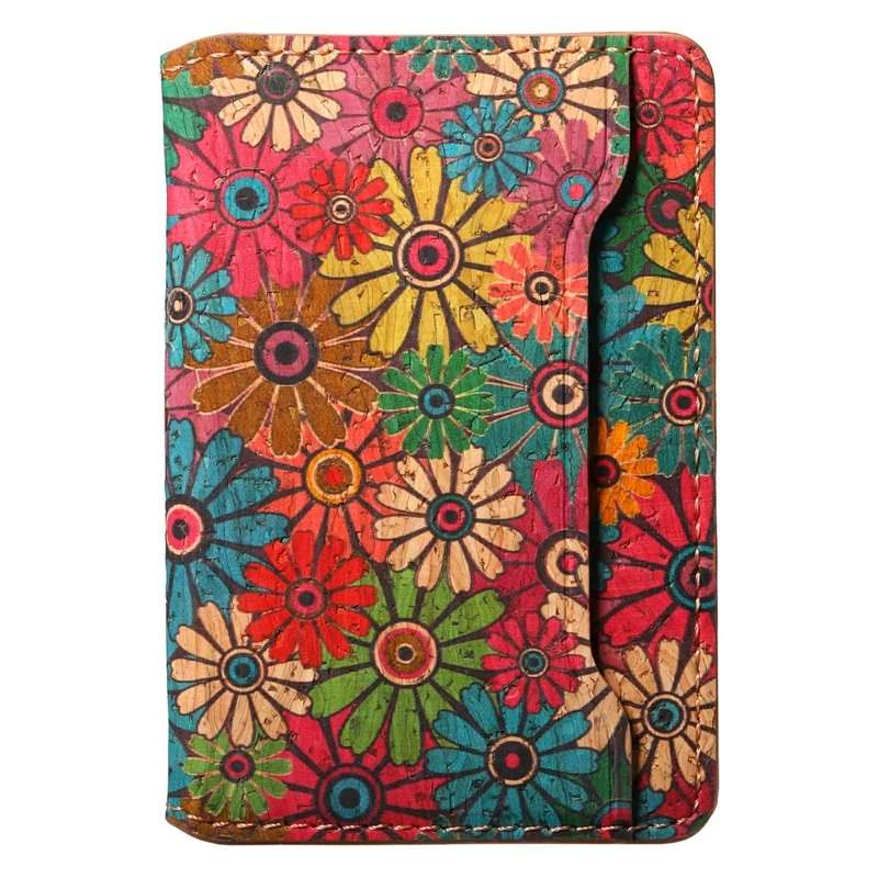 V10 PU Leather Magnetic Card Holder Compatible with MagSafe Flower Print Phone Card Bag - Green