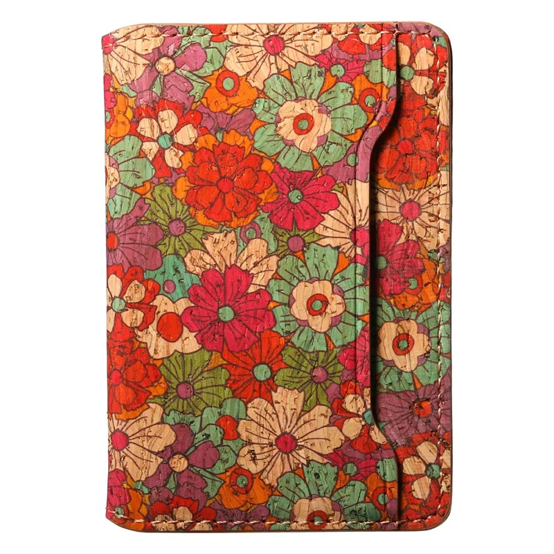 V10 PU Leather Magnetic Card Holder Flower Print Phone Card Bag - Red