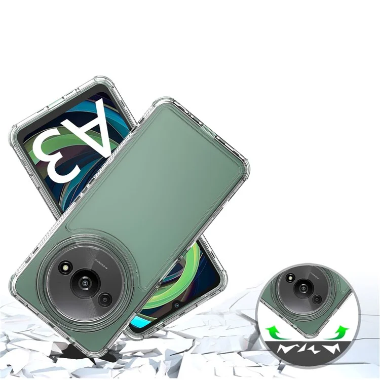 Per Xiaomi Poco C61 4G / Redmi A3 4G Custodia Antigraffio Acrilico+TPU Cover Telefono Trasparente