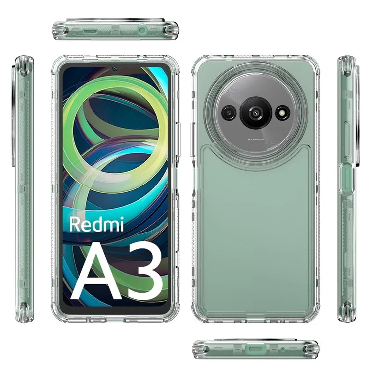 Per Xiaomi Poco C61 4G / Redmi A3 4G Custodia Antigraffio Acrilico+TPU Cover Telefono Trasparente