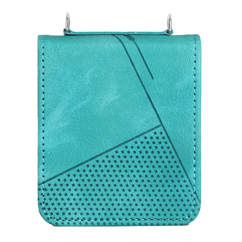 For Samsung Galaxy Z Flip7 FE 5G / Z Flip6 5G / Z Flip5 5G Case Triangle Patterns PU Leather Hard PC Crossbody Phone Cover - Green