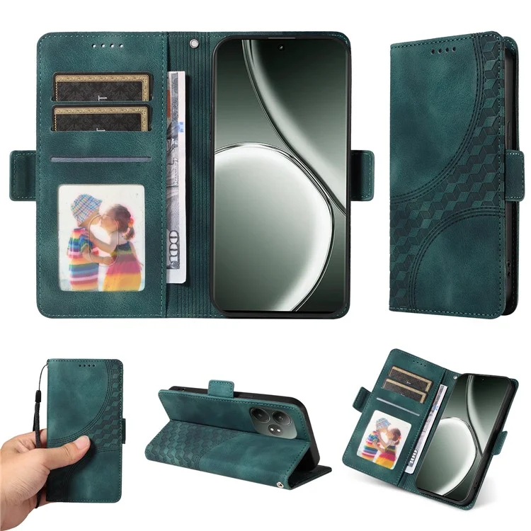 Para Realme GT 6 5G / GT Neo6 SE 5G Case Rhombus Starry Phone Leather Cover - Verde