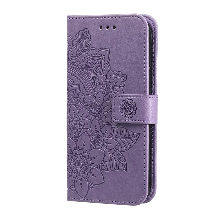 Para Honor Play 60 Plus 5G Wallet Case Flower Imprint Leather Phone Cover - Roxo