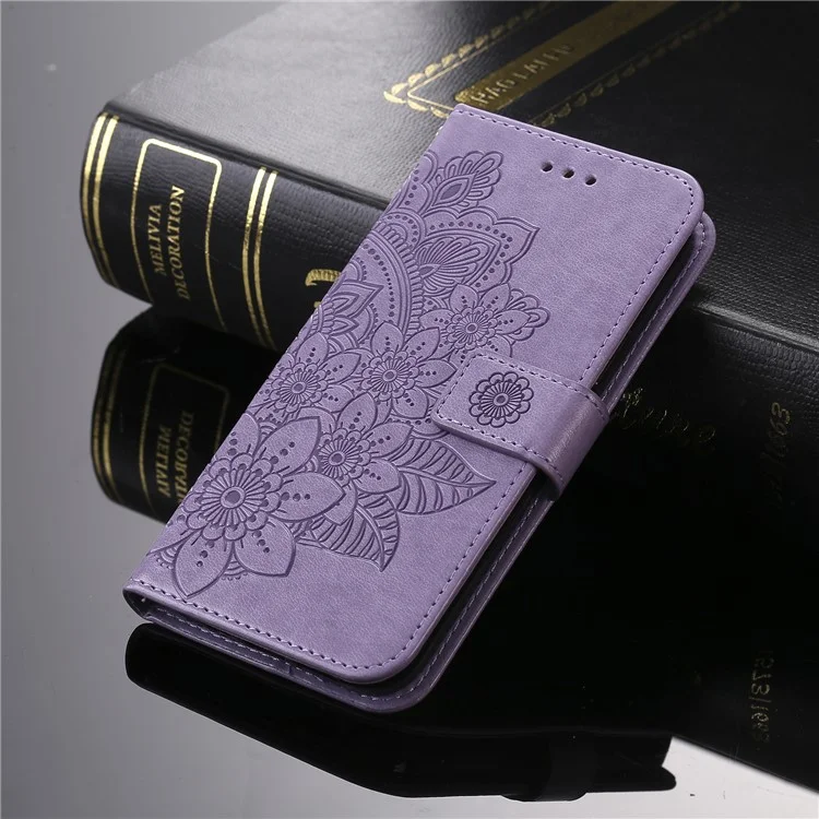 Para Honor Play 60 Plus 5G Wallet Case Flower Imprint Leather Phone Cover - Roxo