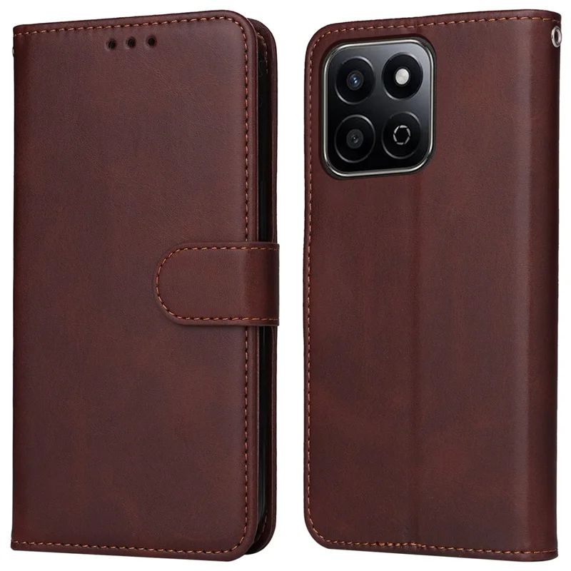 For Honor Play 60 Plus 5G Case Calf Texture Leather Phone Wallet Cover - Brown