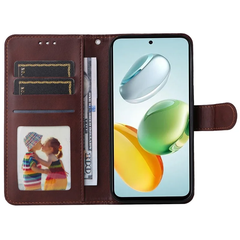 For Honor Play 60 Plus 5G Case Calf Texture Leather Phone Wallet Cover - Brown