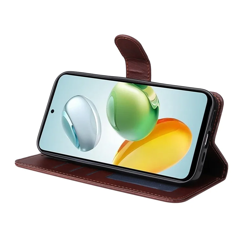 For Honor Play 60 Plus 5G Case Calf Texture Leather Phone Wallet Cover - Brown