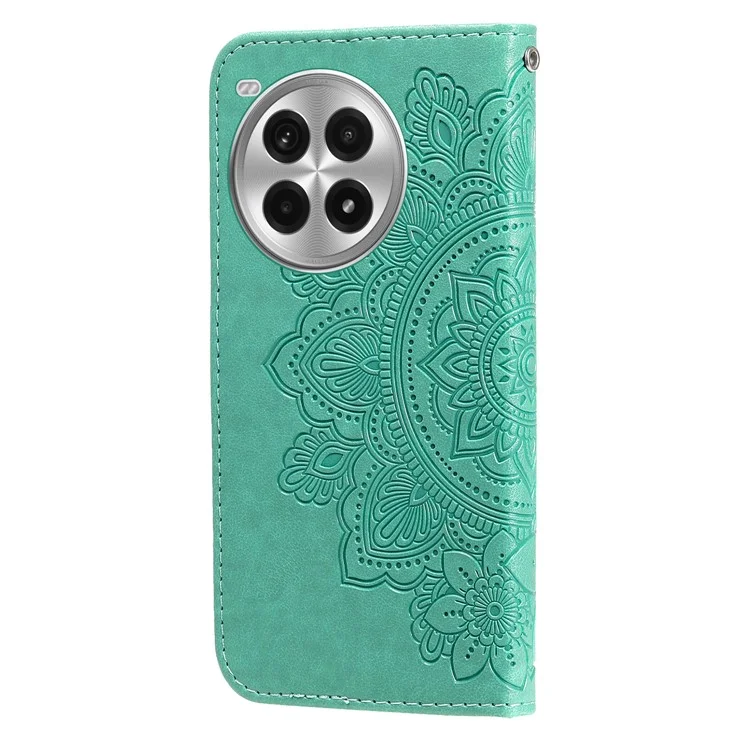 For OnePlus Ace 3 Pro 5G Case Floral Pattern PU Leather Wallet Stand Phone Cover - Green