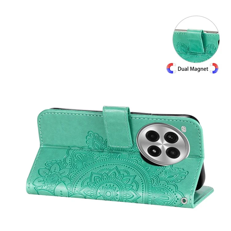 For OnePlus Ace 3 Pro 5G Case Floral Pattern PU Leather Wallet Stand Phone Cover - Green