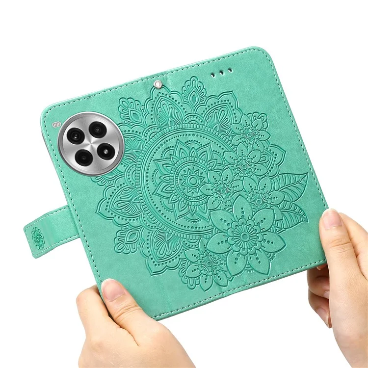 For OnePlus Ace 3 Pro 5G Case Floral Pattern PU Leather Wallet Stand Phone Cover - Green