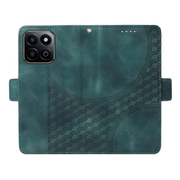 For Honor Play 60 Plus 5G Case PU Leather Phone Cover Rhombus Starry Imprinted - Green