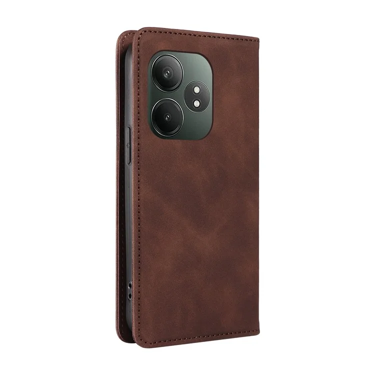 BETOPNICE 003 Pour Realme GT 6 5G / GT Neo6 SE 5G Étui RFID Blocking Couverture en Cuir de Téléphone - Brun