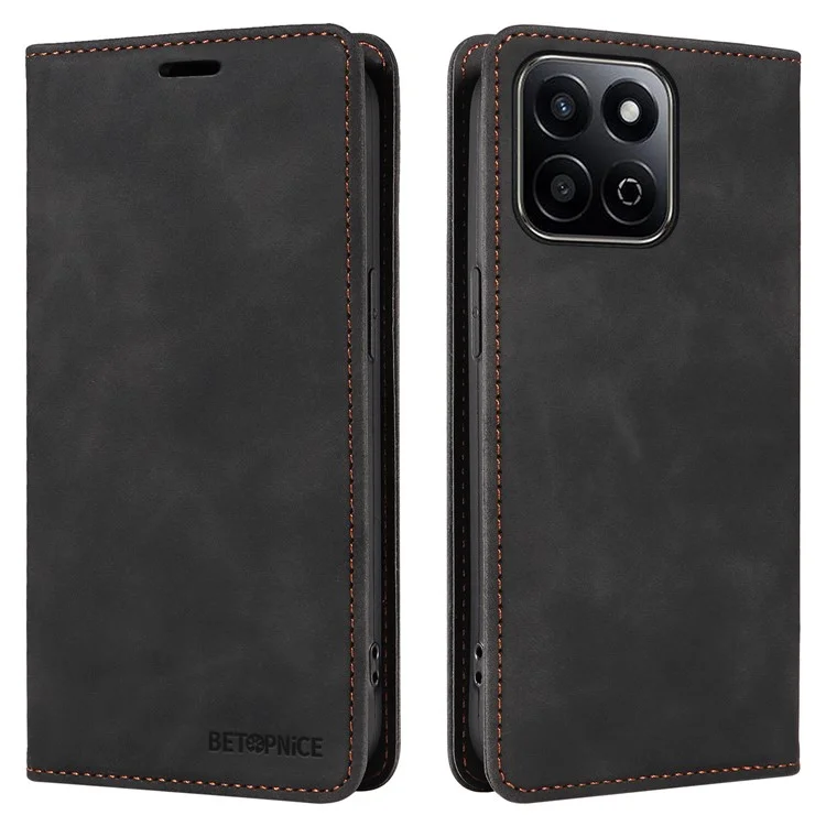 BETOPNICE 003 Capa de couro com fecho magnético para Honor Play 60 Plus 5G - Preto