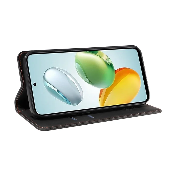 BETOPNICE 003 Capa de couro com fecho magnético para Honor Play 60 Plus 5G - Preto
