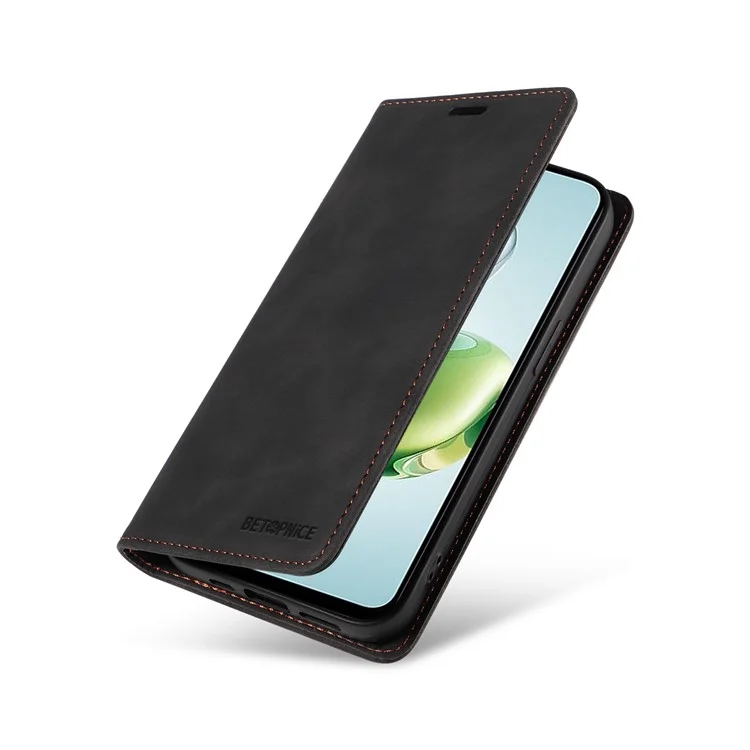 BETOPNICE 003 Capa de couro com fecho magnético para Honor Play 60 Plus 5G - Preto