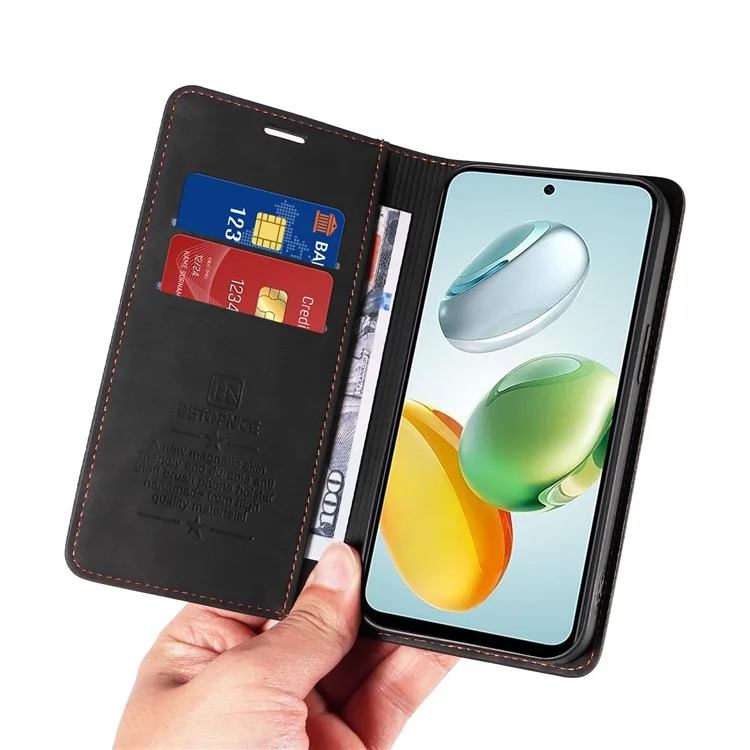BETOPNICE 003 Capa de couro com fecho magnético para Honor Play 60 Plus 5G - Preto