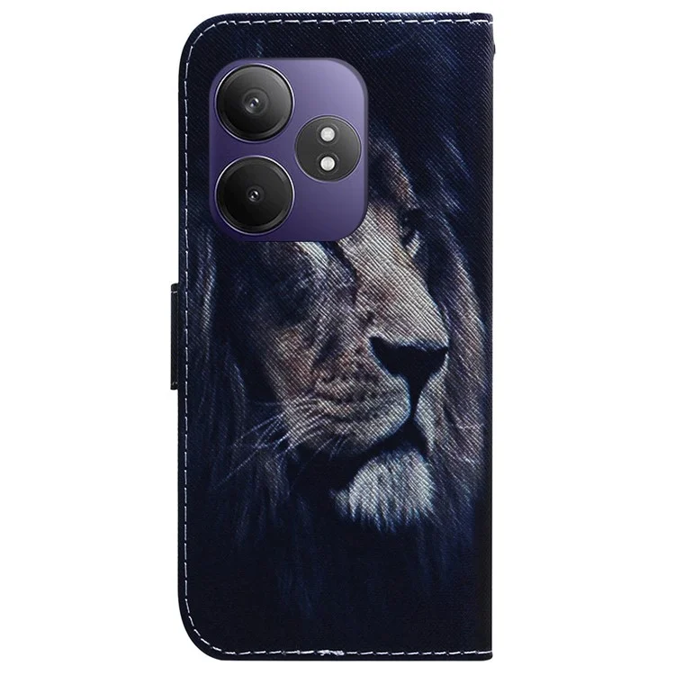 Para Realme GT Neo6 SE 5G / GT 6 5G / 6T 5G / Neo6 5G Capa de Telefone Anti-queda Couro Carteira Capa Padrão Impressão - Leão