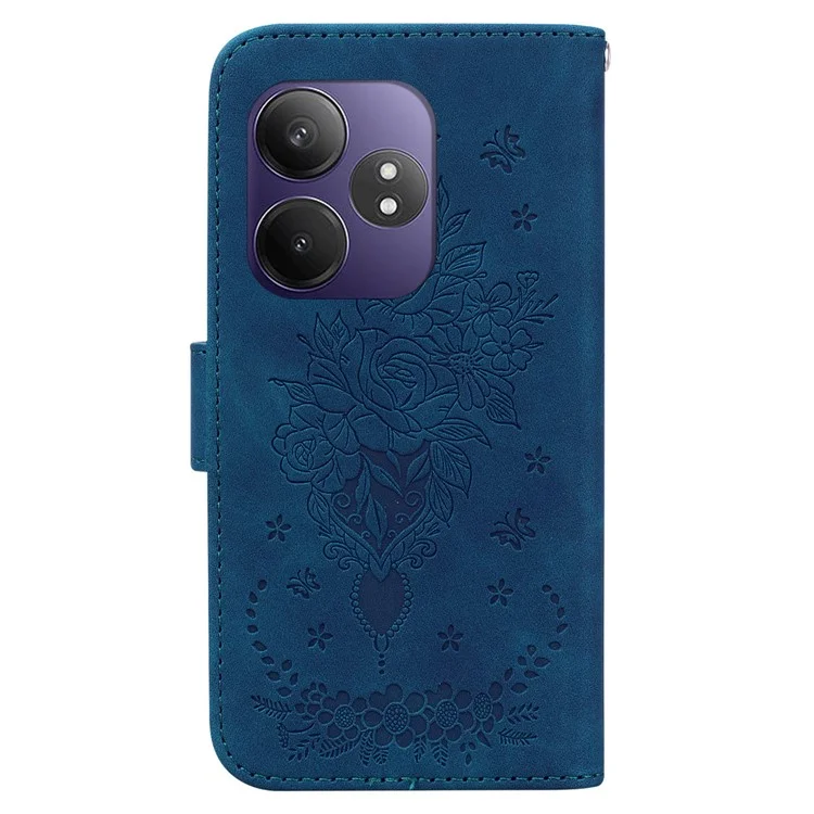 Para Realme GT Neo6 SE 5G / Neo6 5G / 6T 5G / 6 5G Case PU Leather Wallet Phone Cover Butterfly Flower Imprint - Azul