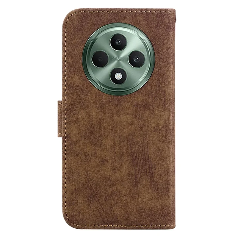 Para Oppo Reno12 F 5G Protective Case Tiger Imprint Leather Wallet Phone Cover - Marrom