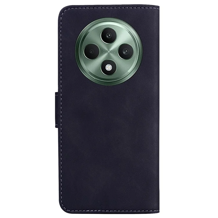 Für Oppo Reno12 F 5G Wallet Phone Case Einfarbiges Leder Schockabsorbierende Abdeckung - Schwarz
