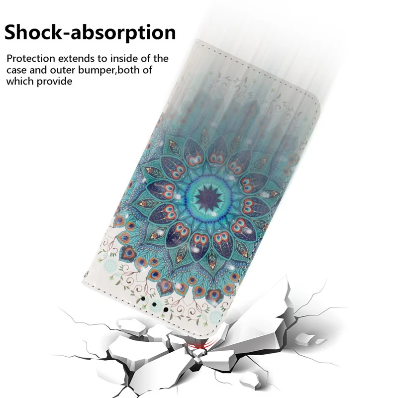 For Oppo Reno12 F 5G Case 3D Pattern Printing Leather Wallet Phone Cover - Peacock Wreath
