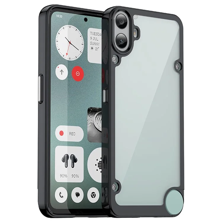 For Nothing CMF Phone 1 Shockproof Case TPU +Acrylic Protective Clear Phone Cover - Black
