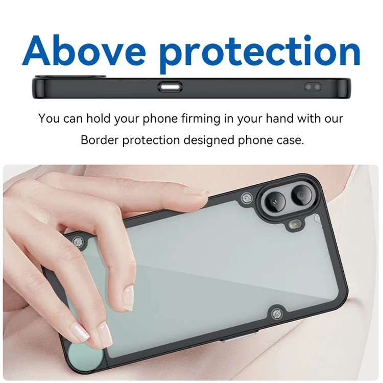 For Nothing CMF Phone 1 Shockproof Case TPU +Acrylic Protective Clear Phone Cover - Black