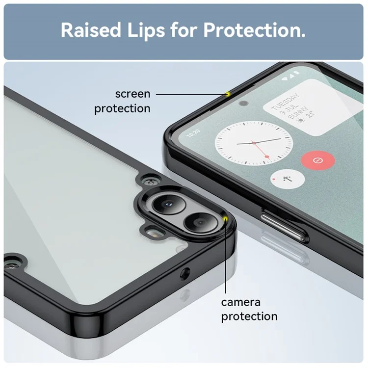 For Nothing CMF Phone 1 Shockproof Case TPU +Acrylic Protective Clear Phone Cover - Black