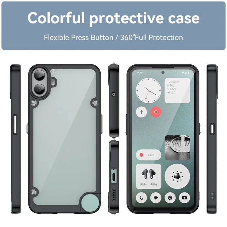 For Nothing CMF Phone 1 Shockproof Case TPU +Acrylic Protective Clear Phone Cover - Black