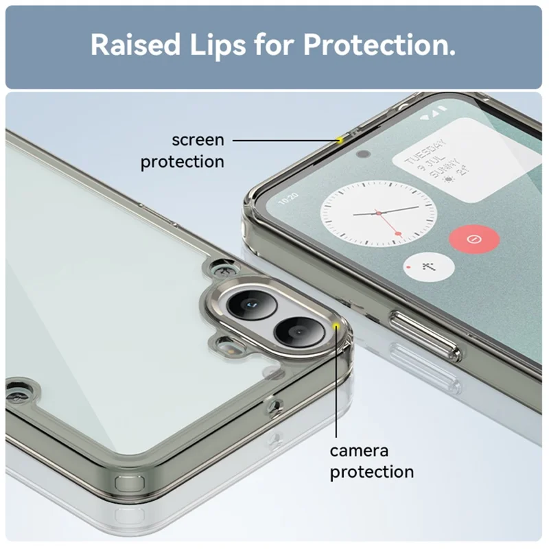 For Nothing CMF Phone 1 Shockproof Case TPU +Acrylic Protective Clear Phone Cover - Transparent Grey