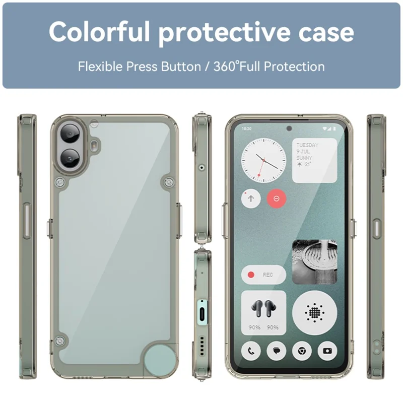 For Nothing CMF Phone 1 Shockproof Case TPU +Acrylic Protective Clear Phone Cover - Transparent Grey