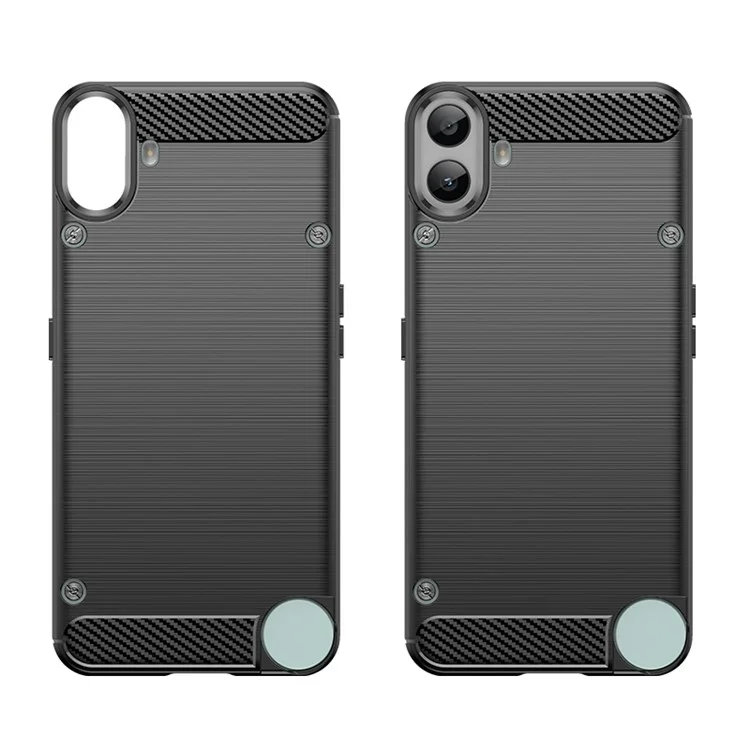 For Nothing CMF Phone 1 Case Carbon Fiber Texture TPU Brushed Phone Cover - Black