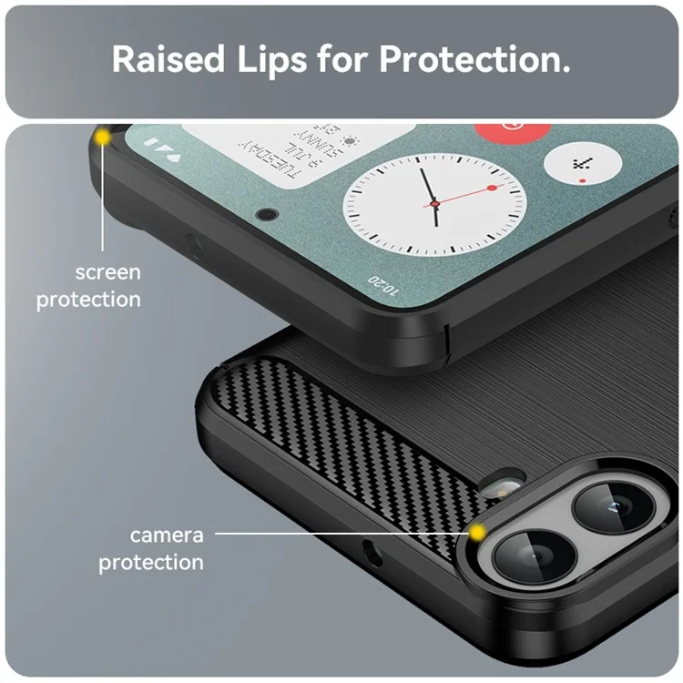 For Nothing CMF Phone 1 Case Carbon Fiber Texture TPU Brushed Phone Cover - Black