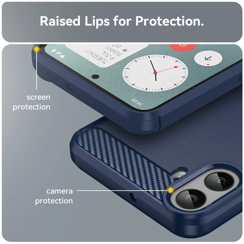 For Nothing CMF Phone 1 Case Carbon Fiber Texture TPU Brushed Phone Cover - Blue