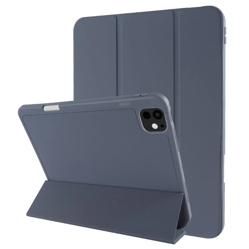 For iPad Pro 11 (2025) / 11 (2024) Protective Case PU Leather Tri-Fold Stand Tablet Cover - Lavender Grey