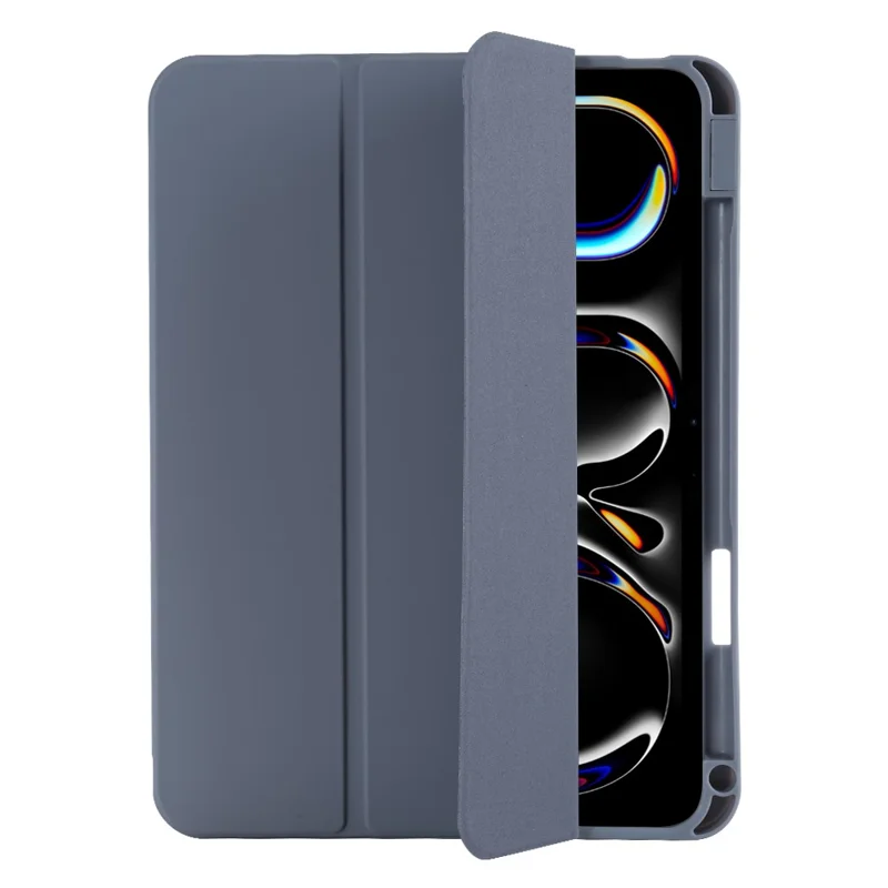 For iPad Pro 11 (2025) / 11 (2024) Protective Case PU Leather Tri-Fold Stand Tablet Cover - Lavender Grey