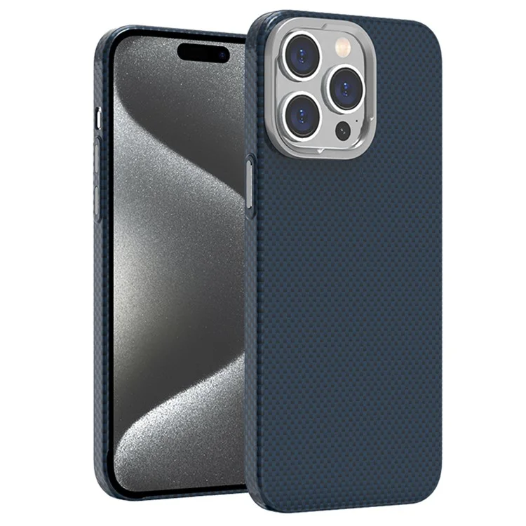 For iPhone 15 Pro Max Case Compatible with MagSafe Hard PC Phone Cover Carbon Fiber Pattern - Blue / Green