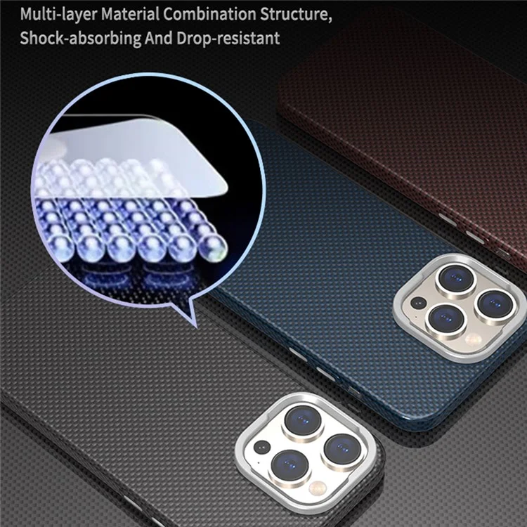 For iPhone 15 Pro Max Case Compatible with MagSafe Hard PC Phone Cover Carbon Fiber Pattern - Blue / Green