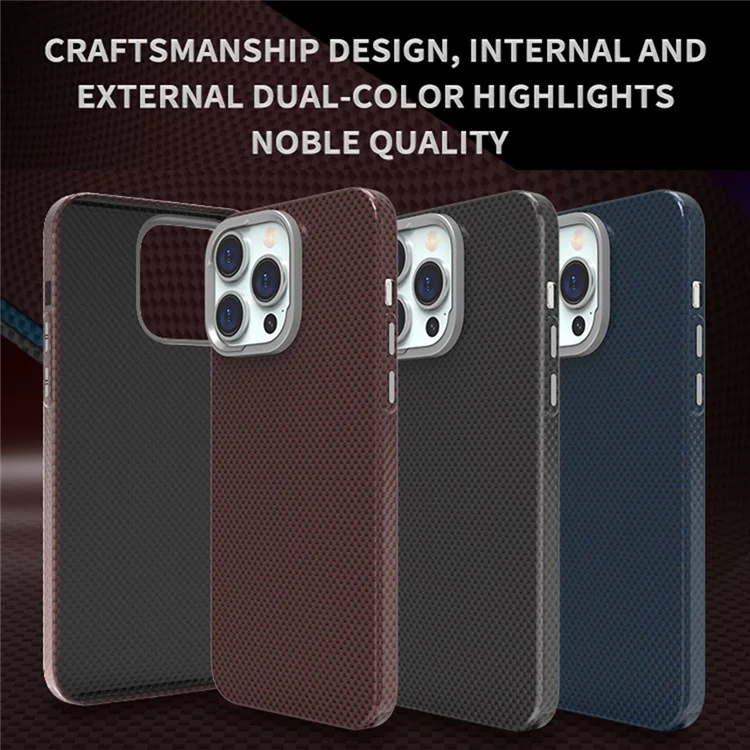 For iPhone 15 Pro Max Case Compatible with MagSafe Hard PC Phone Cover Carbon Fiber Pattern - Blue / Green