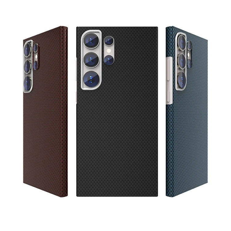 Para Samsung Galaxy S24 Ultra Case Compatível com MagSafe Padrão de Fibra de Carbono Capa Rígida de PC - Preto / Azul
