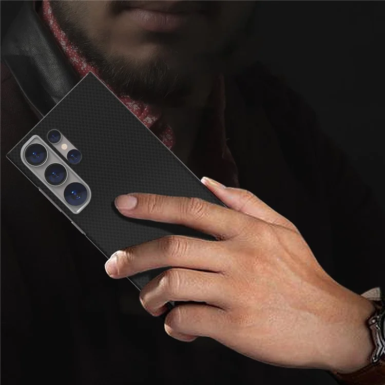 Para Samsung Galaxy S24 Ultra Case Compatível com MagSafe Padrão de Fibra de Carbono Capa Rígida de PC - Preto / Azul