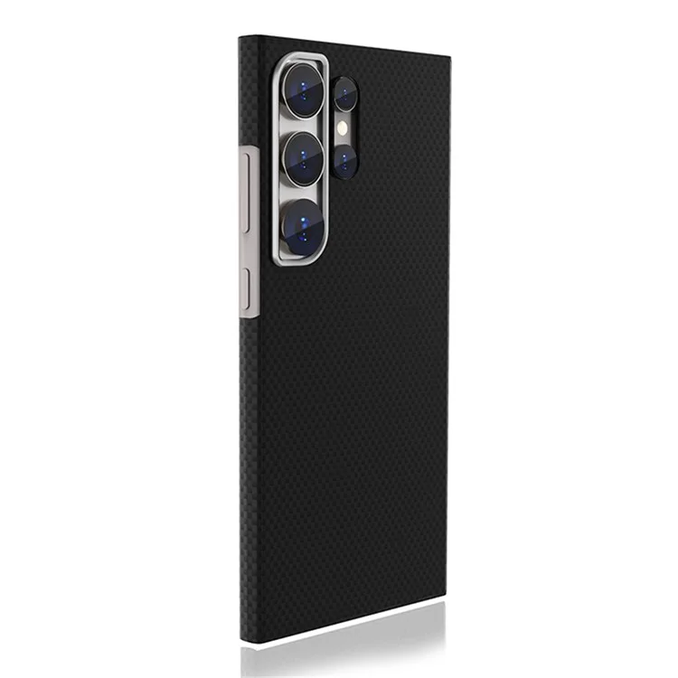 Para Samsung Galaxy S24 Ultra Case Compatível com MagSafe Padrão de Fibra de Carbono Capa Rígida de PC - Preto / Azul