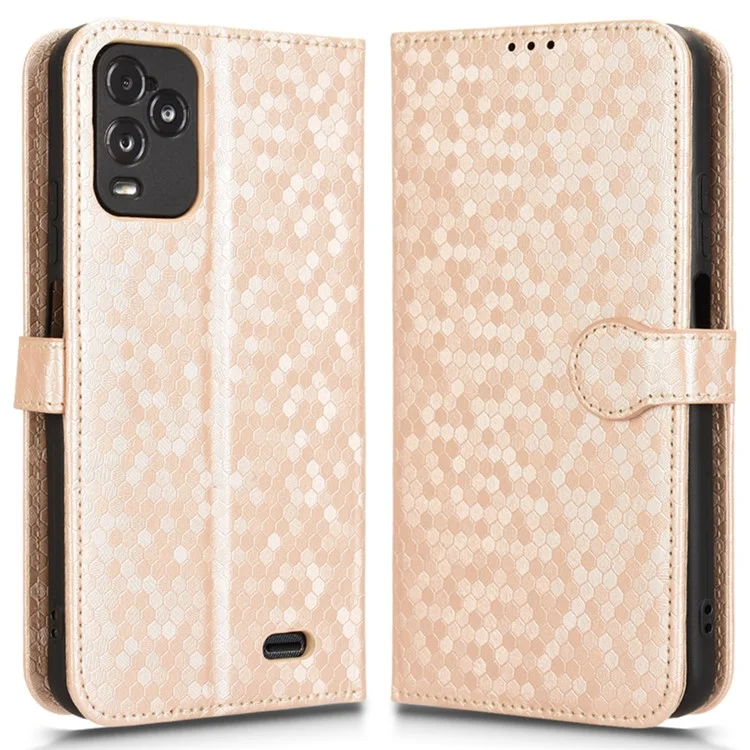 For BLU View 5 Pro Wallet Case Dot Pattern Imprint PU Leather Phone Cover - Rose Gold