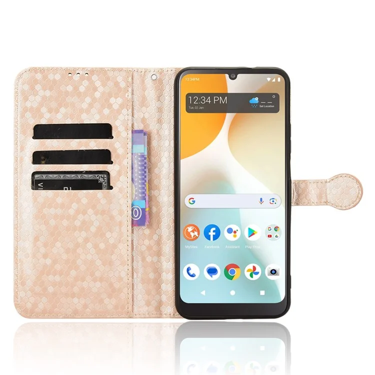 For BLU View 5 Pro Wallet Case Dot Pattern Imprint PU Leather Phone Cover - Rose Gold