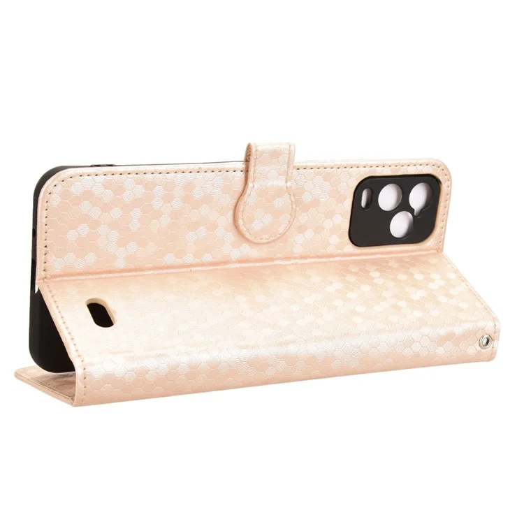 For BLU View 5 Pro Wallet Case Dot Pattern Imprint PU Leather Phone Cover - Rose Gold