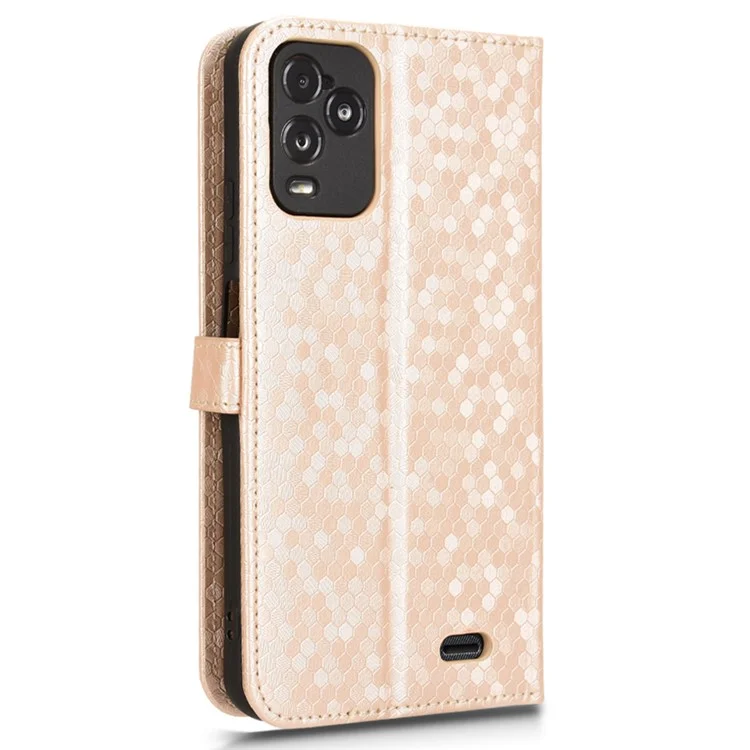 For BLU View 5 Pro Wallet Case Dot Pattern Imprint PU Leather Phone Cover - Rose Gold