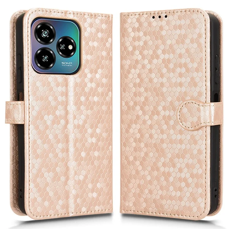 For ZTE Axon 60 Lite / Blade V60 Vita Case PU Leather Wallet Phone Cover Dot Pattern Imprint - Rose Gold