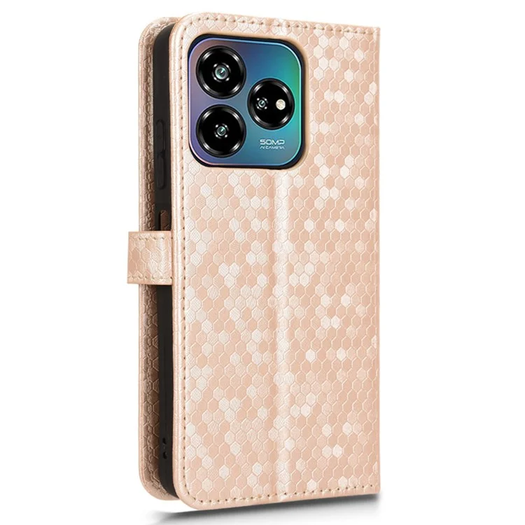 For ZTE Axon 60 Lite / Blade V60 Vita Case PU Leather Wallet Phone Cover Dot Pattern Imprint - Rose Gold